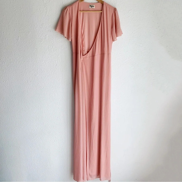 Show Me Your Mumu Noelle Flutter Wrap Dress Rustic Mauve Crisp Sz Small - Picture 2 of 7
